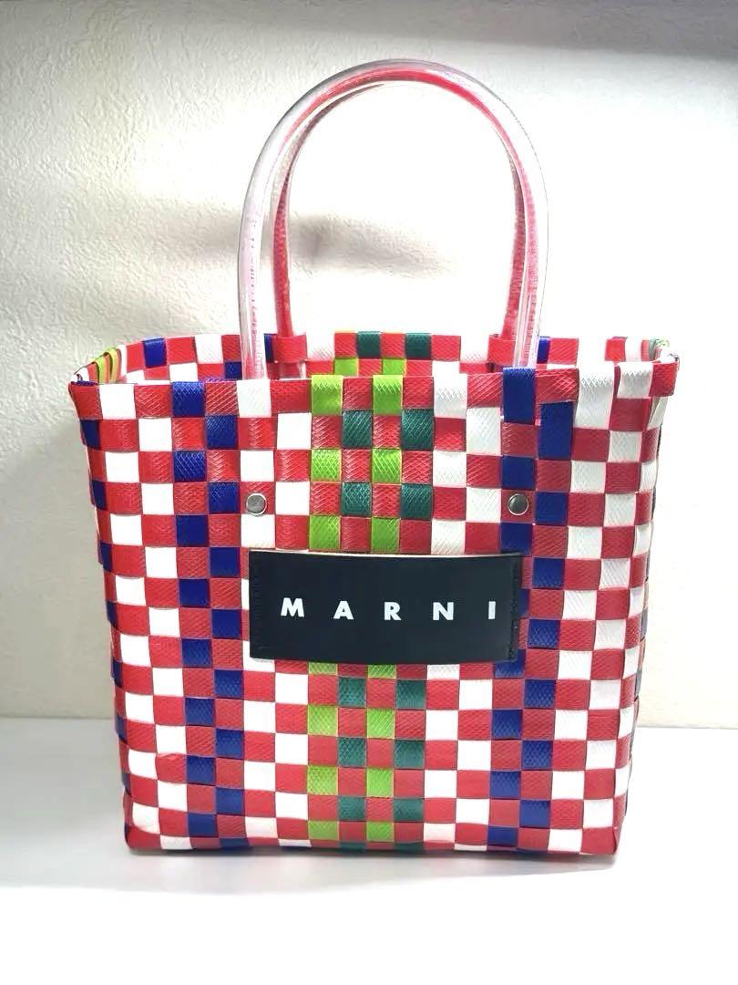 【美品】人気 MARNI チェック柄 かごバッグ