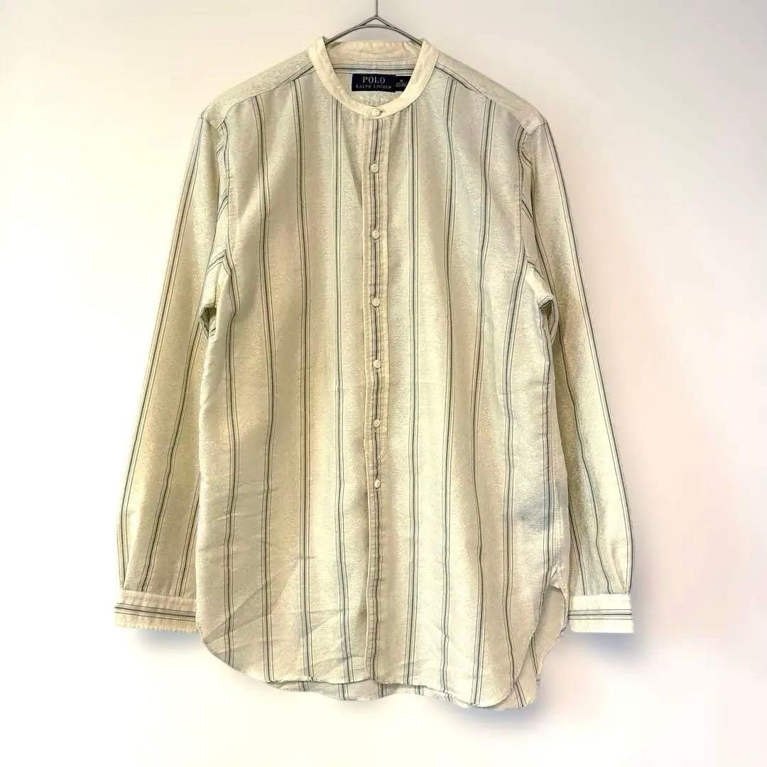 POLO Ralph Lauren 織柄　ストライプ　ノーカラー シャツ