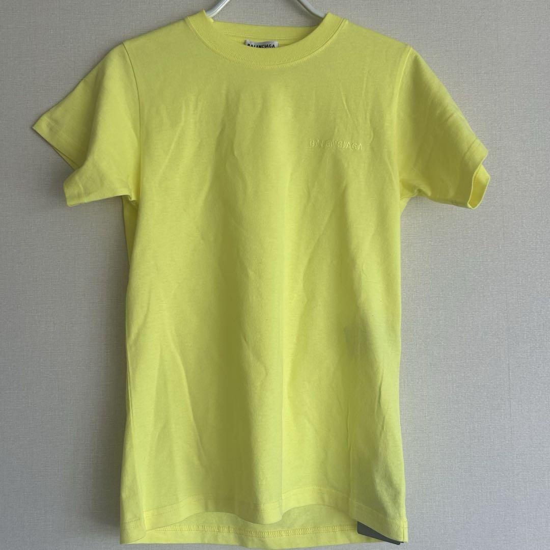 タグ付き未使用】BALENCIAGA Tシャツ XS 刺繍ロゴ イエロー正規
