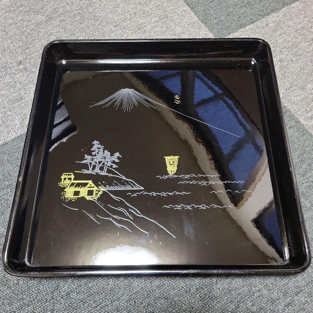 漆器 会席御膳 御盆 １３枚 富士絵柄