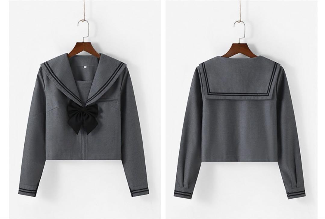 新品未使用 セーラー服 大きいサイズ 4l 制服 コスプレ 長袖 ミニ丈 グレー 新品未使用 コスプレ セーラー服 大きいサイズ 4l 長袖 ミニ丈