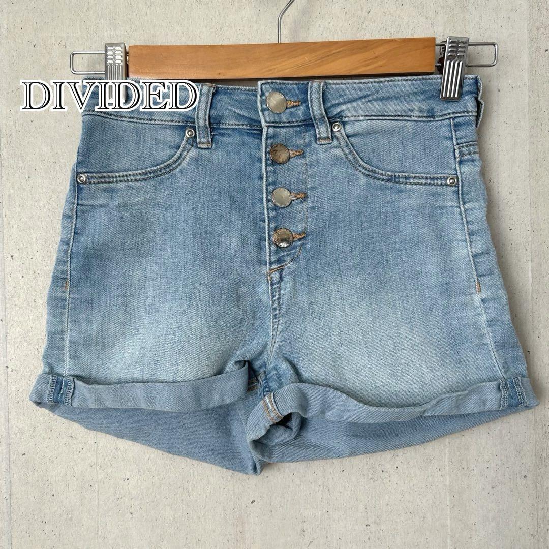 ショートパンツ デニム ストレッチ フロントボタン 裾折り返し