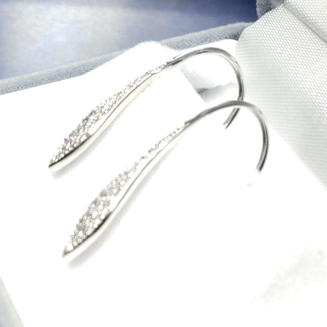 新品同様♡上質なパヴェダイヤが輝く♡スワンフック♡大振り♡雫ロングピアス♡k18