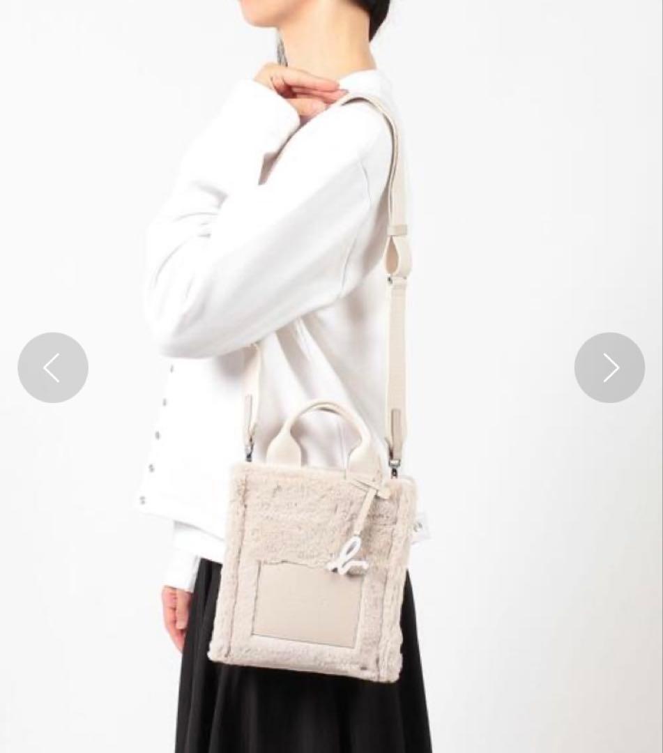 新品★アニエスベーagnes b.ファー2wayショルダーバッグ★ボアロゴトート_9