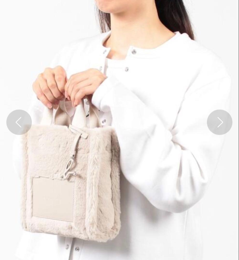 新品★アニエスベーagnes b.ファー2wayショルダーバッグ★ボアロゴトート_10