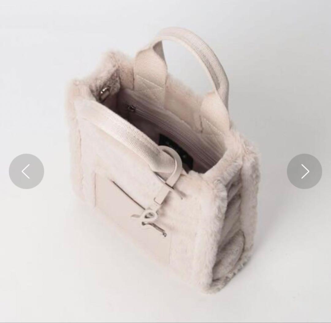 新品★アニエスベーagnes b.ファー2wayショルダーバッグ★ボアロゴトート_11