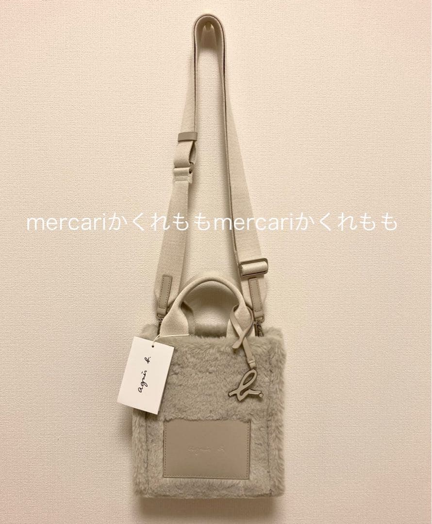 新品★アニエスベーagnes b.ファー2wayショルダーバッグ★ボアロゴトート_2