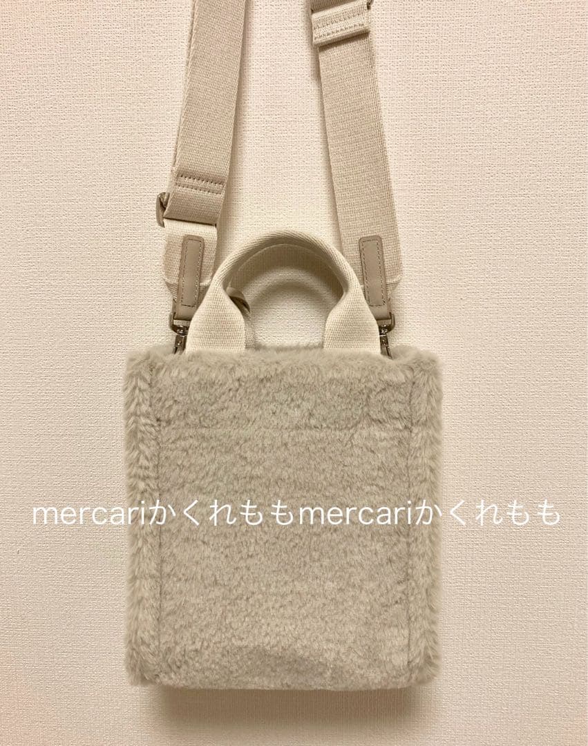 新品★アニエスベーagnes b.ファー2wayショルダーバッグ★ボアロゴトート_3