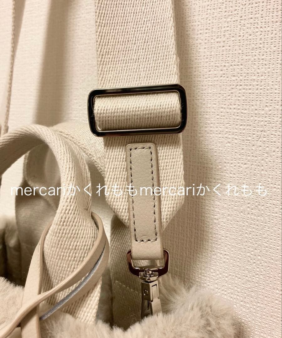 新品★アニエスベーagnes b.ファー2wayショルダーバッグ★ボアロゴトート_6