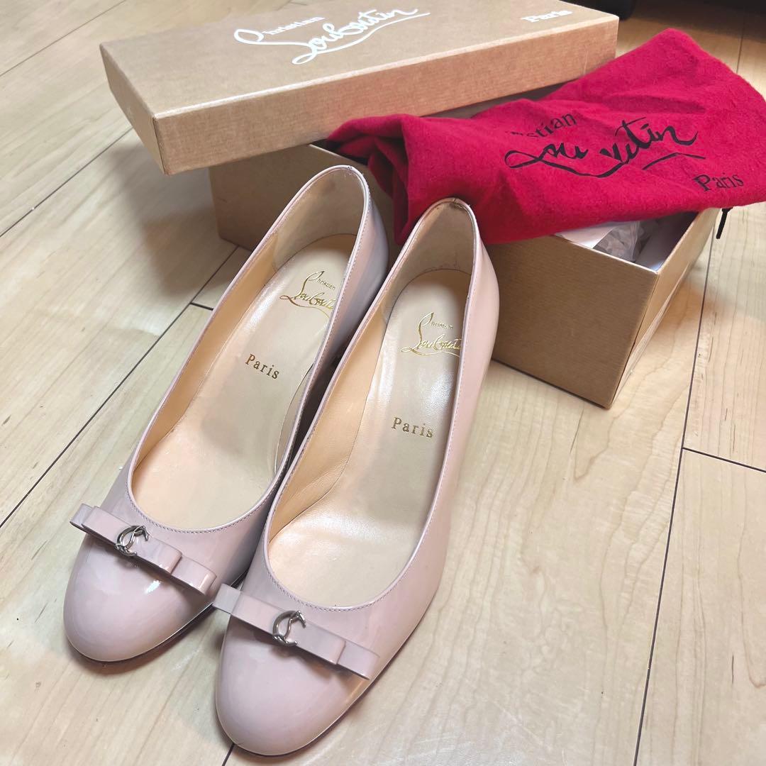 クリスチャンルブタン パンプス ローヒール　リボン　日本限定マルシアノド