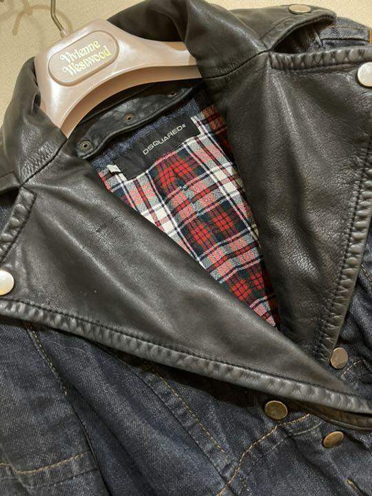 人気絶頂 美品 レディース レザーデニムライダース 0egUF-m16641006717 DSQUARED2ディースクエアード お得得価