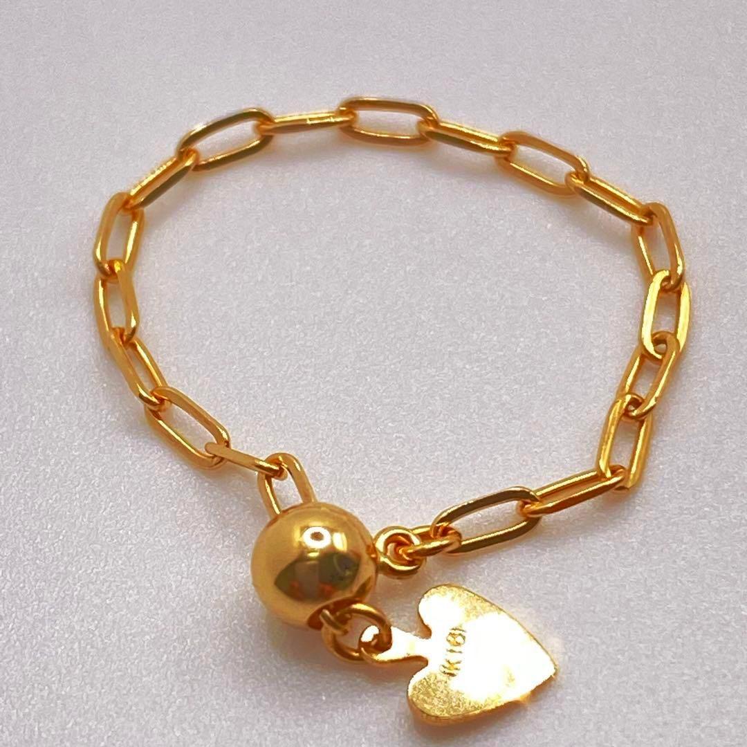 ❤️人気18金チェーンリング 荒角小豆 k18指輪 鎖 ビッグ ボリュームチェーン