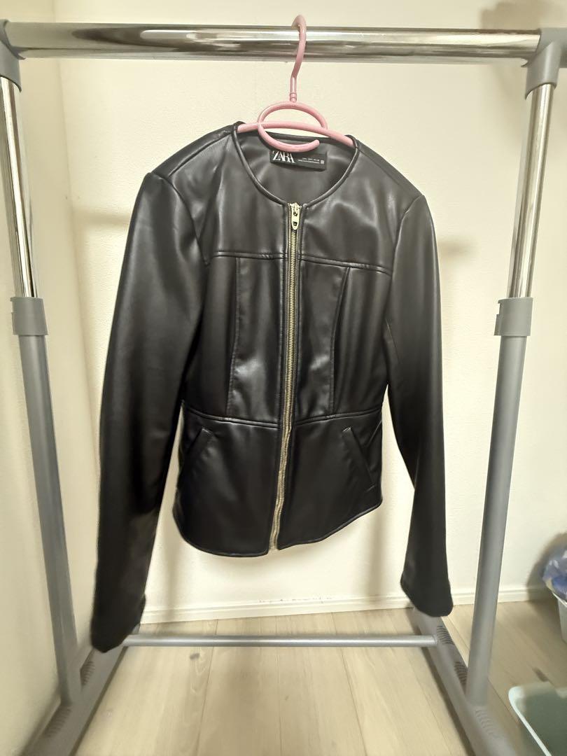 ZARA 黒 レザージャケット - メルカリ