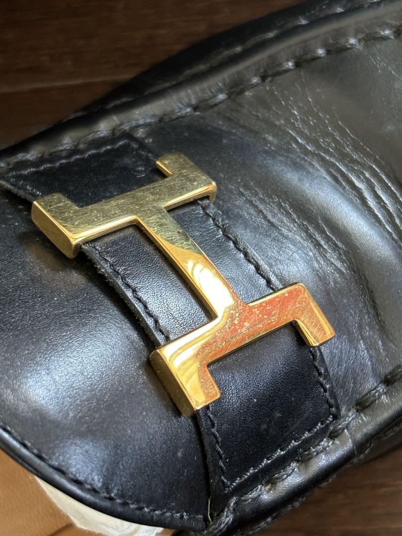 タイムセール！HERMES ブラックローファー ゴールド金具 37 1/2