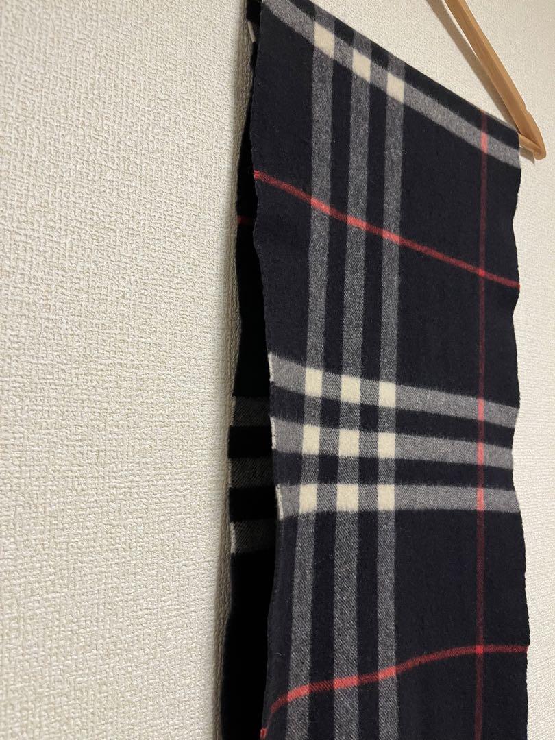 BURBERRY　バーバリー　マフラー　カシミア100%　濃紺　ネイビー系