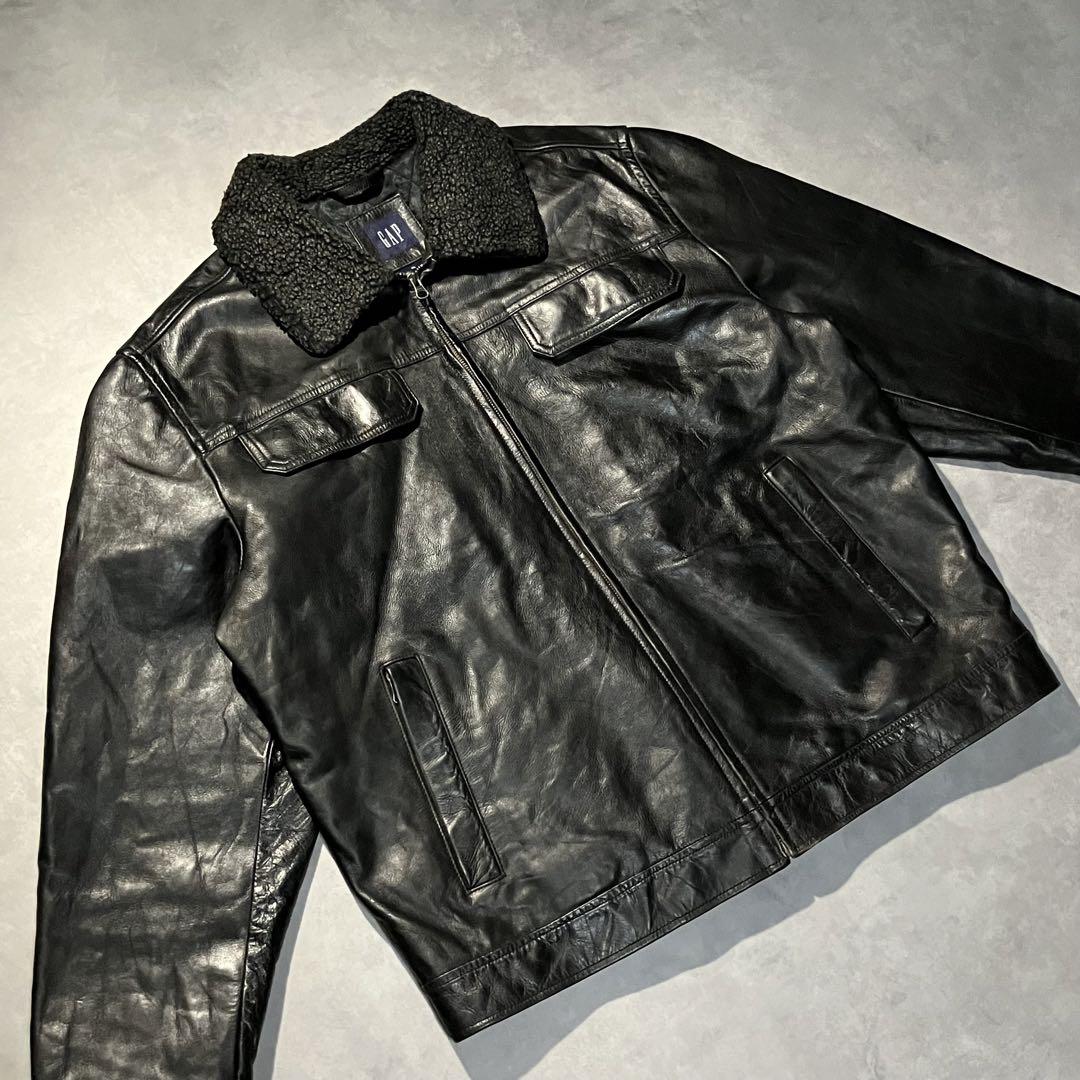 old gap flight boa leather jacket
