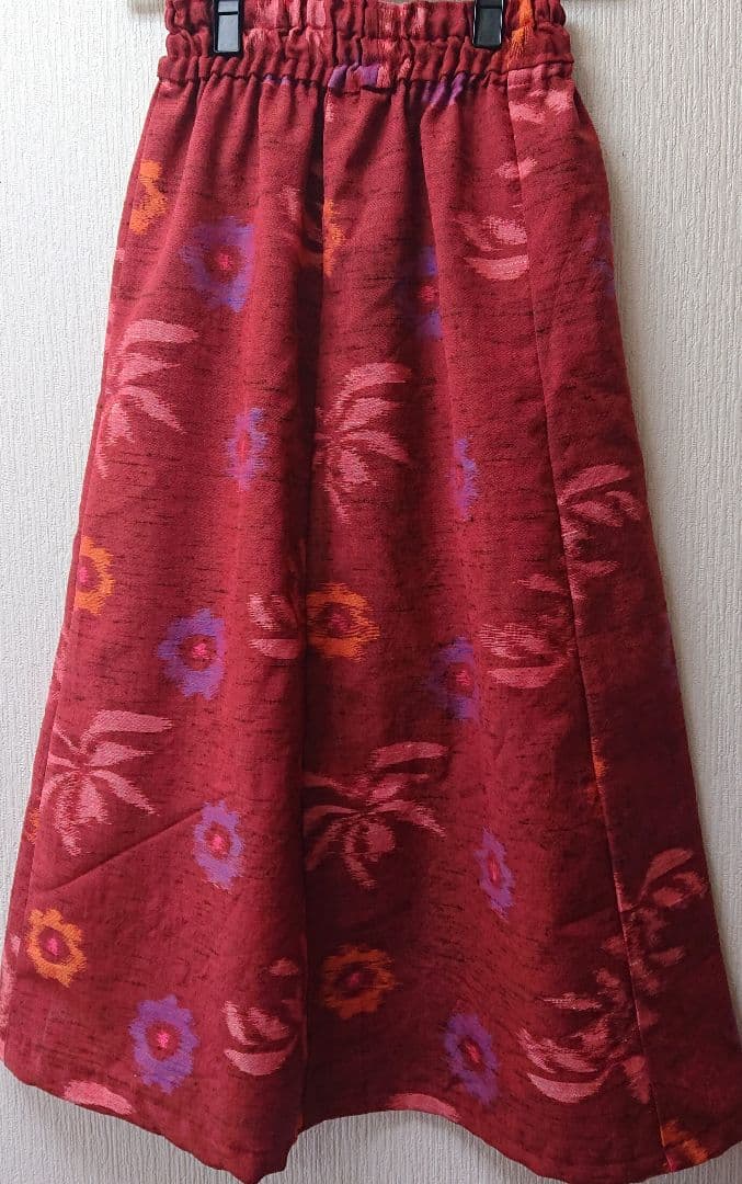 一点物!!】女子力高め♪花模様 着物スカート マキシスカート