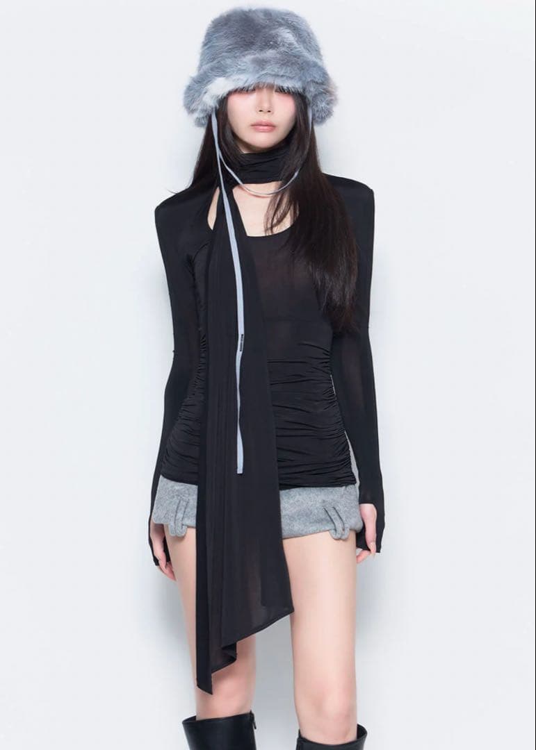 THEREDTHREAD S asymmetric drape topsS・MELT THE LADY