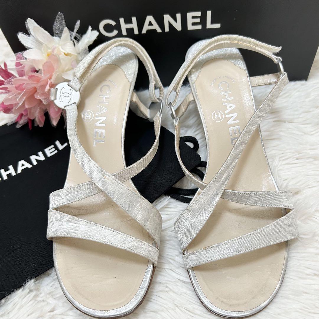 【高級】CHANEL シャネル サンダル ココマーク金具 37