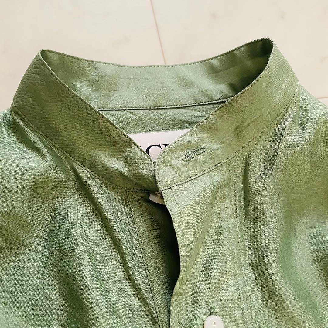 美品✨アンスクリア 長袖シャツ シルク100% グリーン 日本製