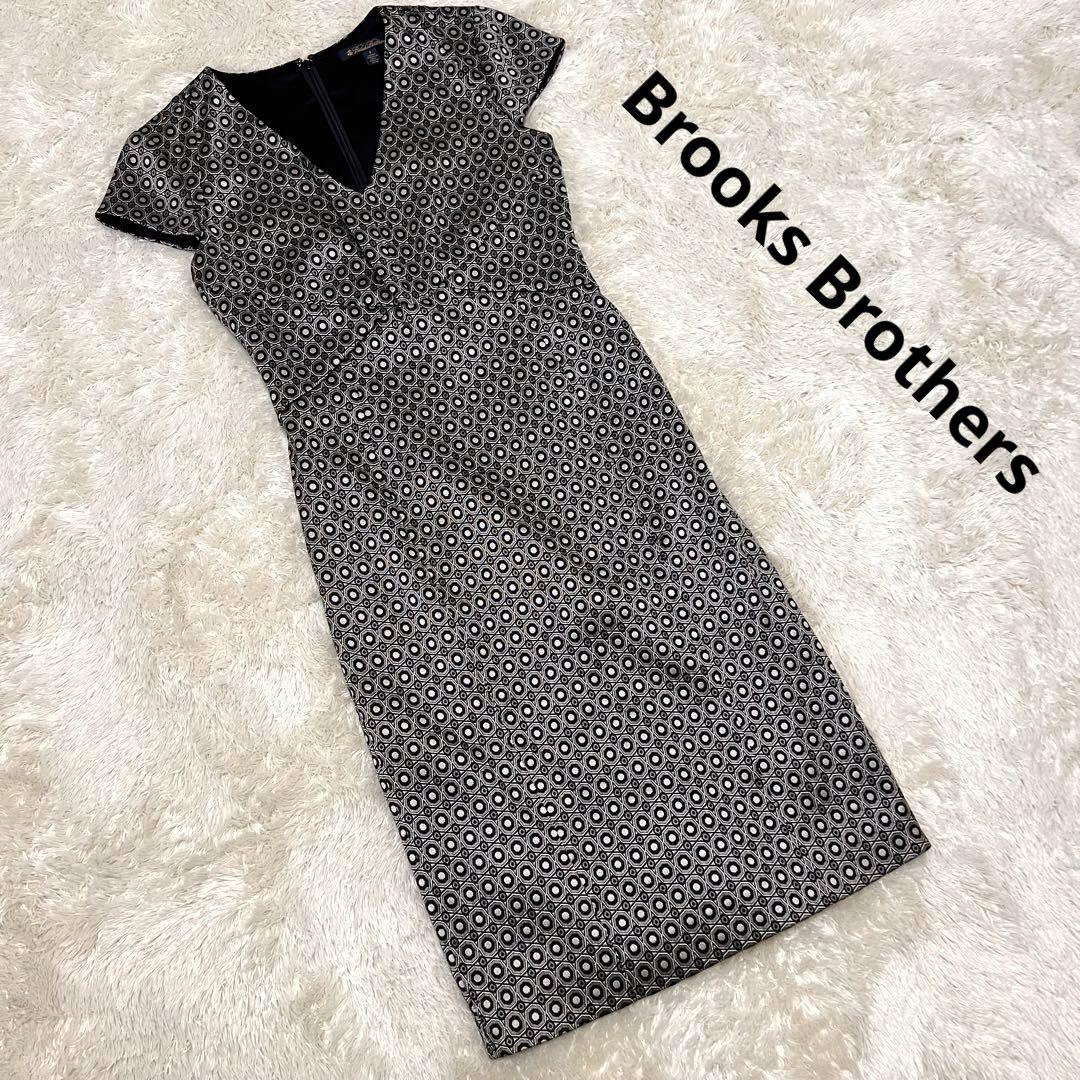 Brooks Brothers ジャガード ワンピース 総柄 幾何学模様 Ｓ〜Ｍ