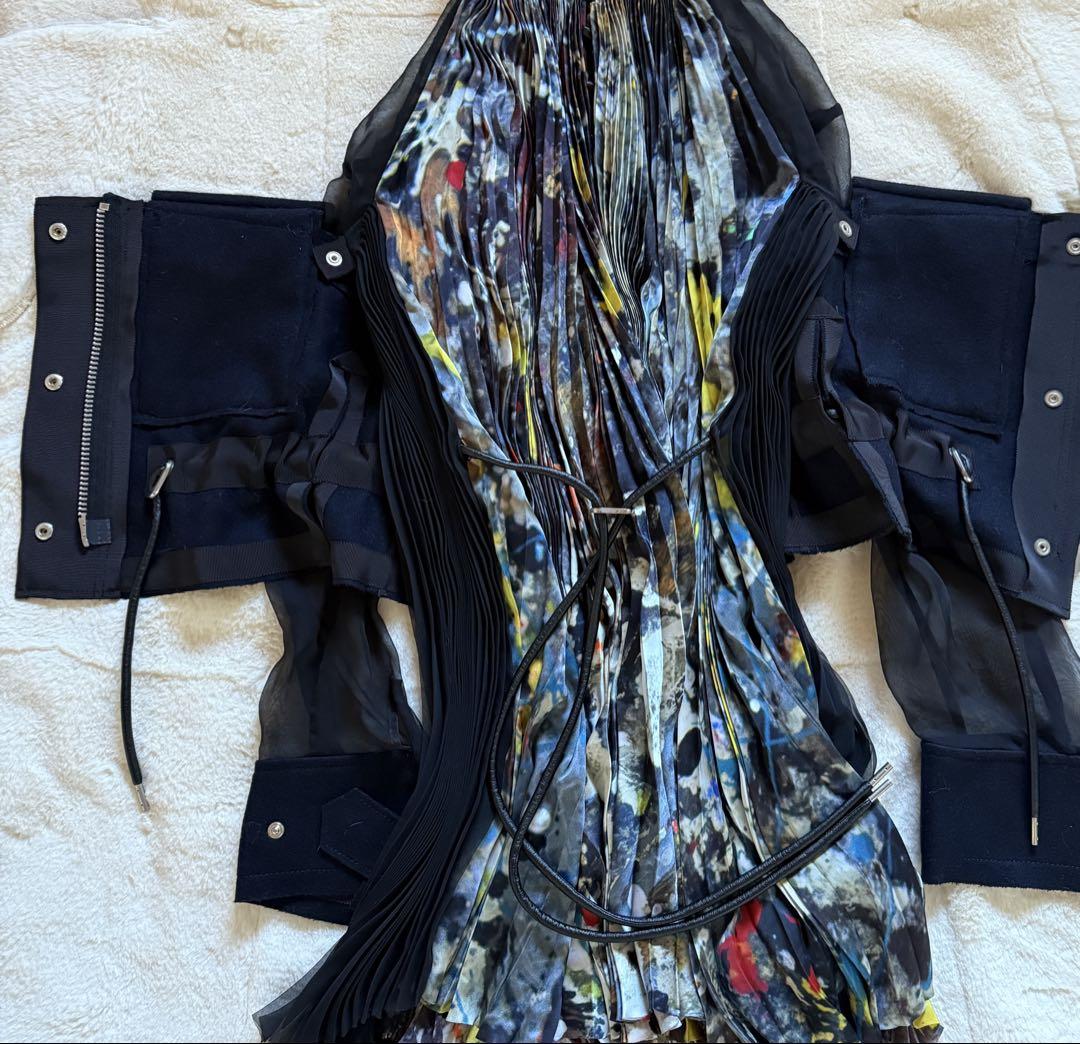 sacai×Jackson Pollock シアープリーツプルオーバー ブラウス