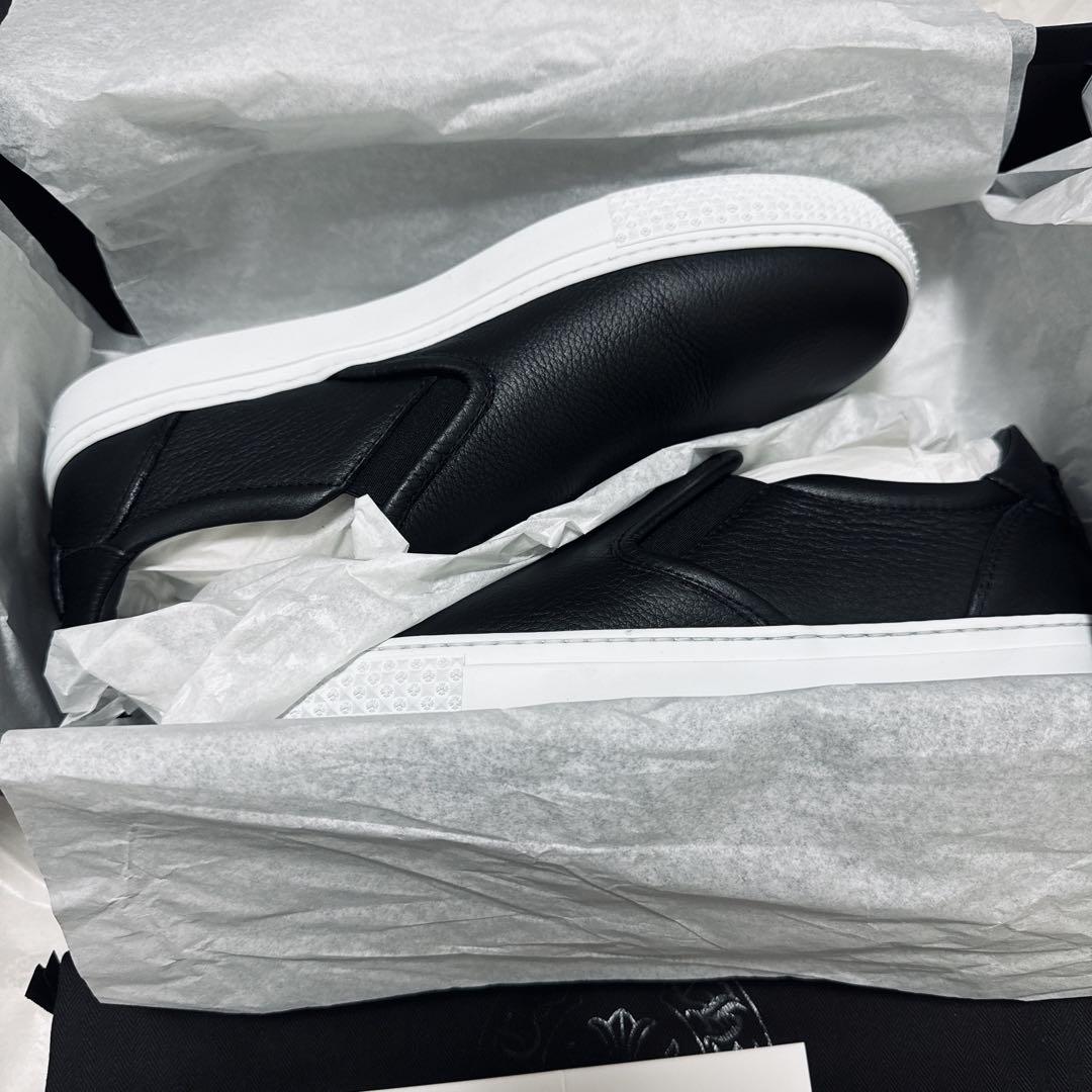 CHプラスレザーパッチダガー付レザースニーカーSLIP ON BLK CALF CHプラスレザーパッチダガー付レザースニーカーSLIP ON BLK CALF
