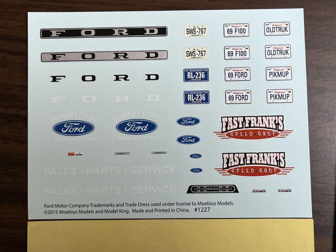 メビウスモデル 1/25 1969 ford f-100 custom cab