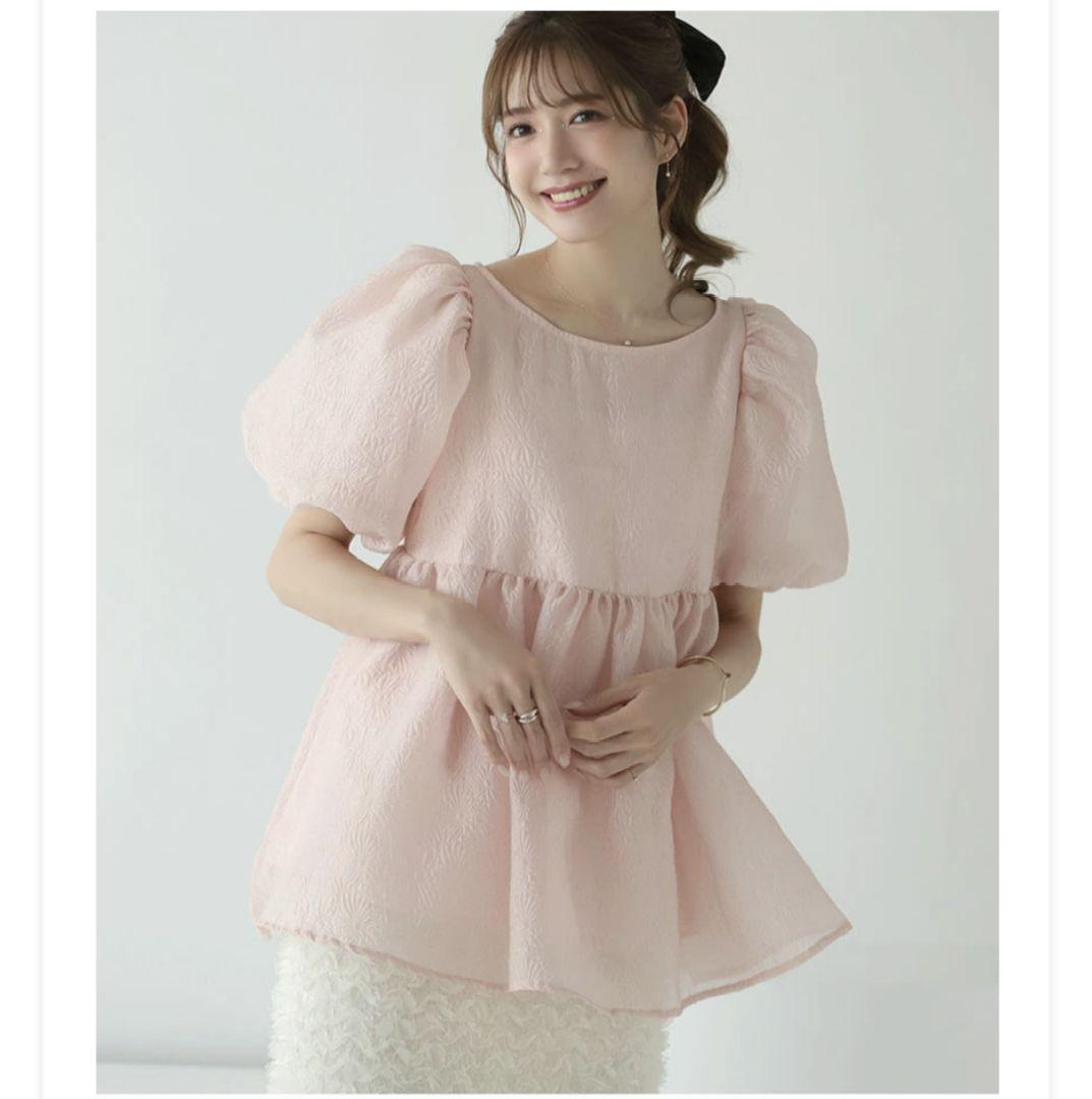 Meraki メラキ ふくれジャガードパフスリーブブラウス fitmore