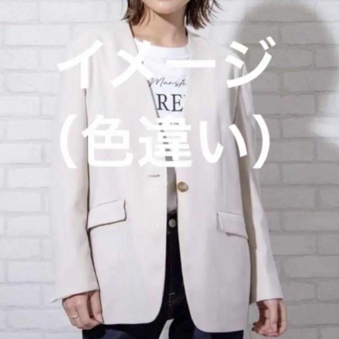 コーエン　ノーカラー　ジャケット　オレンジ　ブラウン　オフィス　カジュアル