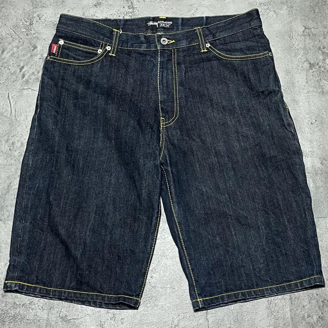 ステューシー STUSSY 濃紺 バックプリント デニムハーフパンツ