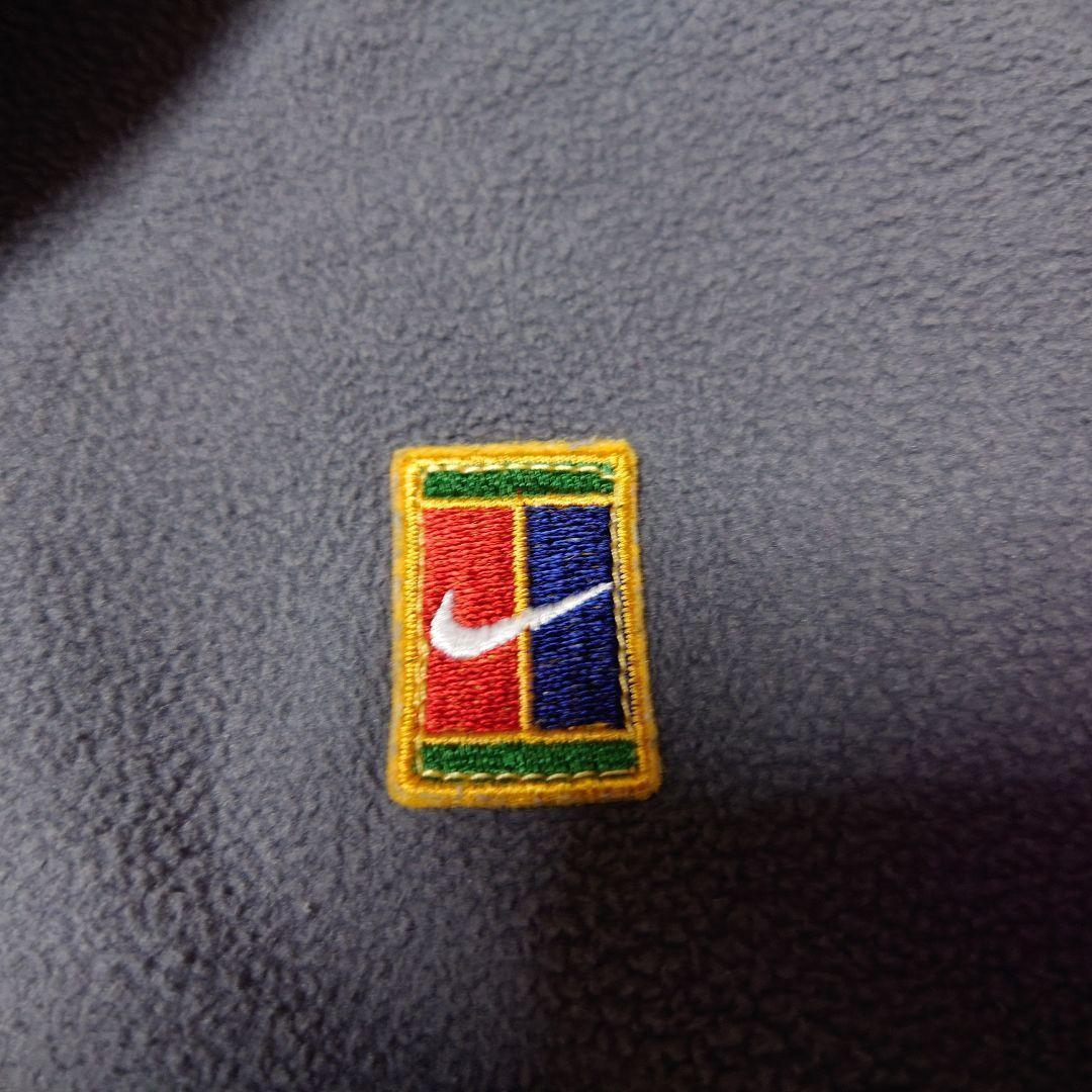 90s NIKE　フリースジャケット　古着　NIKE　ロゴ刺繍　グレー