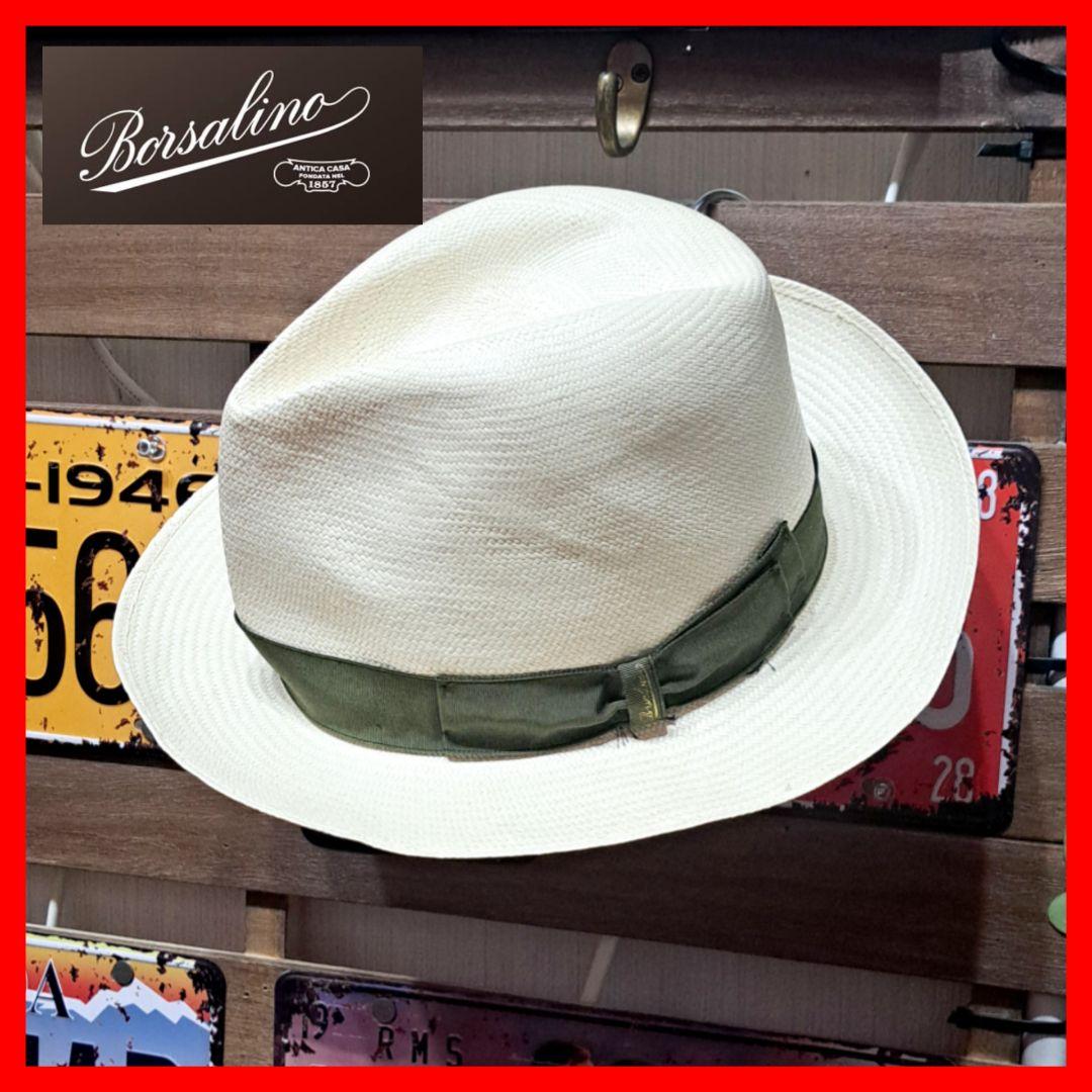大きなサイズ Borsalino 中折れ パナマハット 麦わら帽子 60