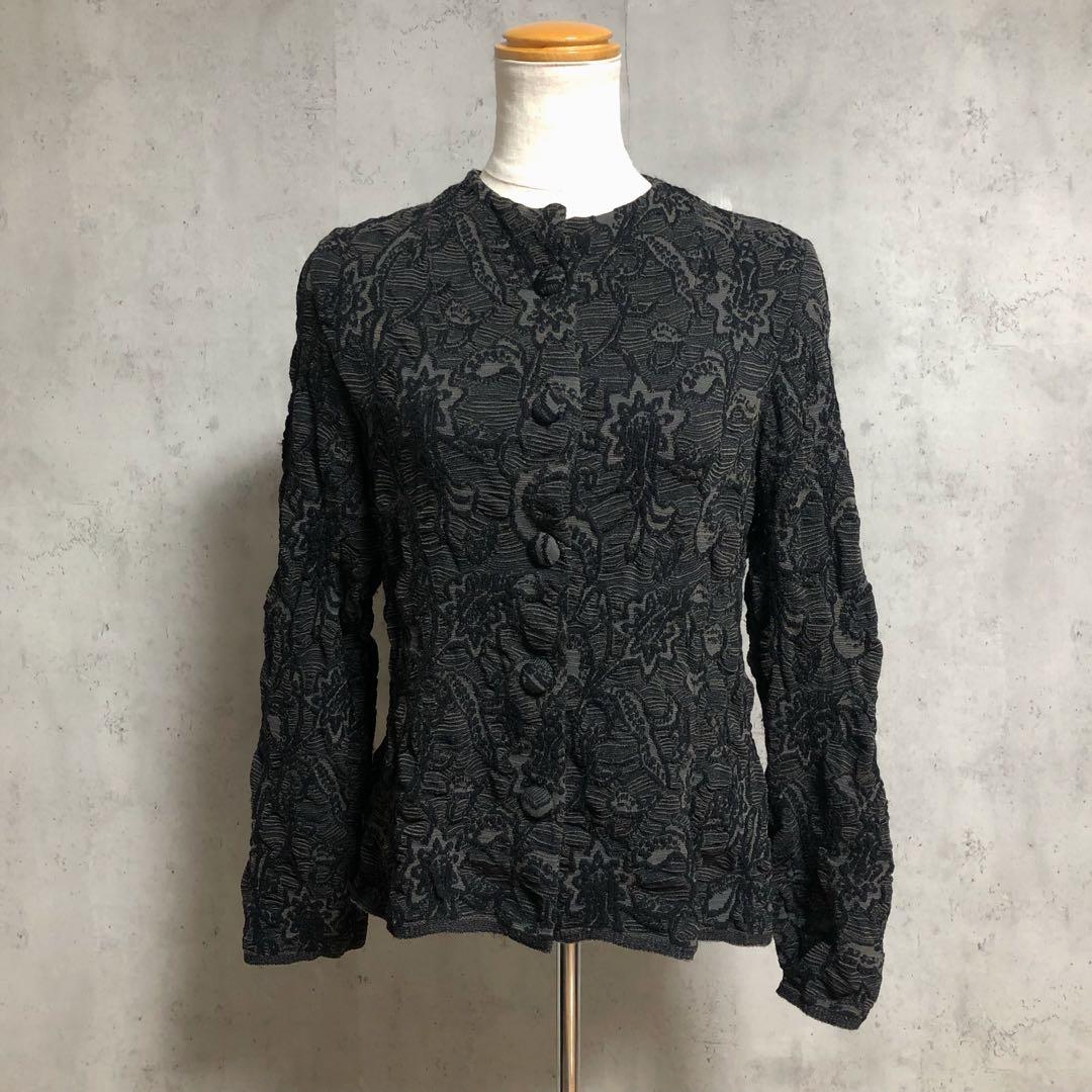 【レビューで送料無料】 GIANNI LO GIUDICE 【洗える】シャーリングボタニカルジャケット ジャケット・アウター