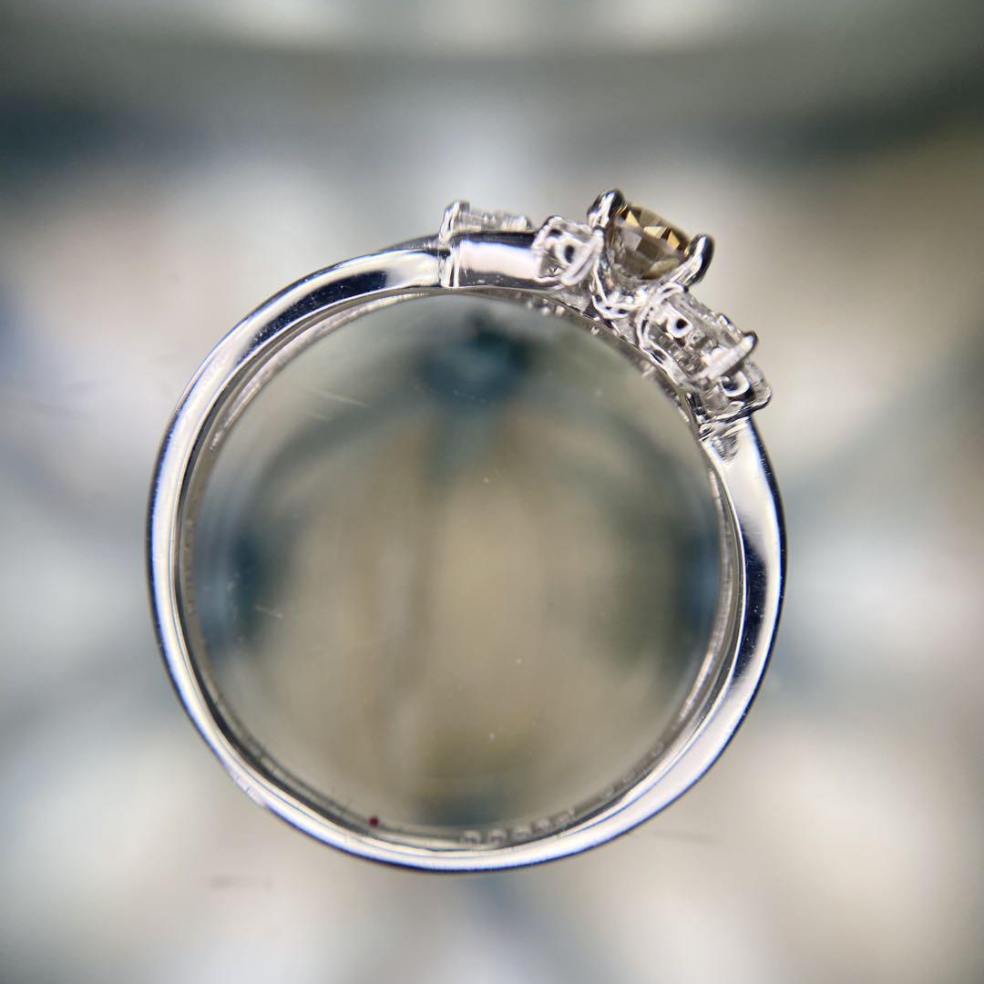 ★ Pt900 ブラウンダイヤ 0.29ct アンティーク調 12号 2.8g