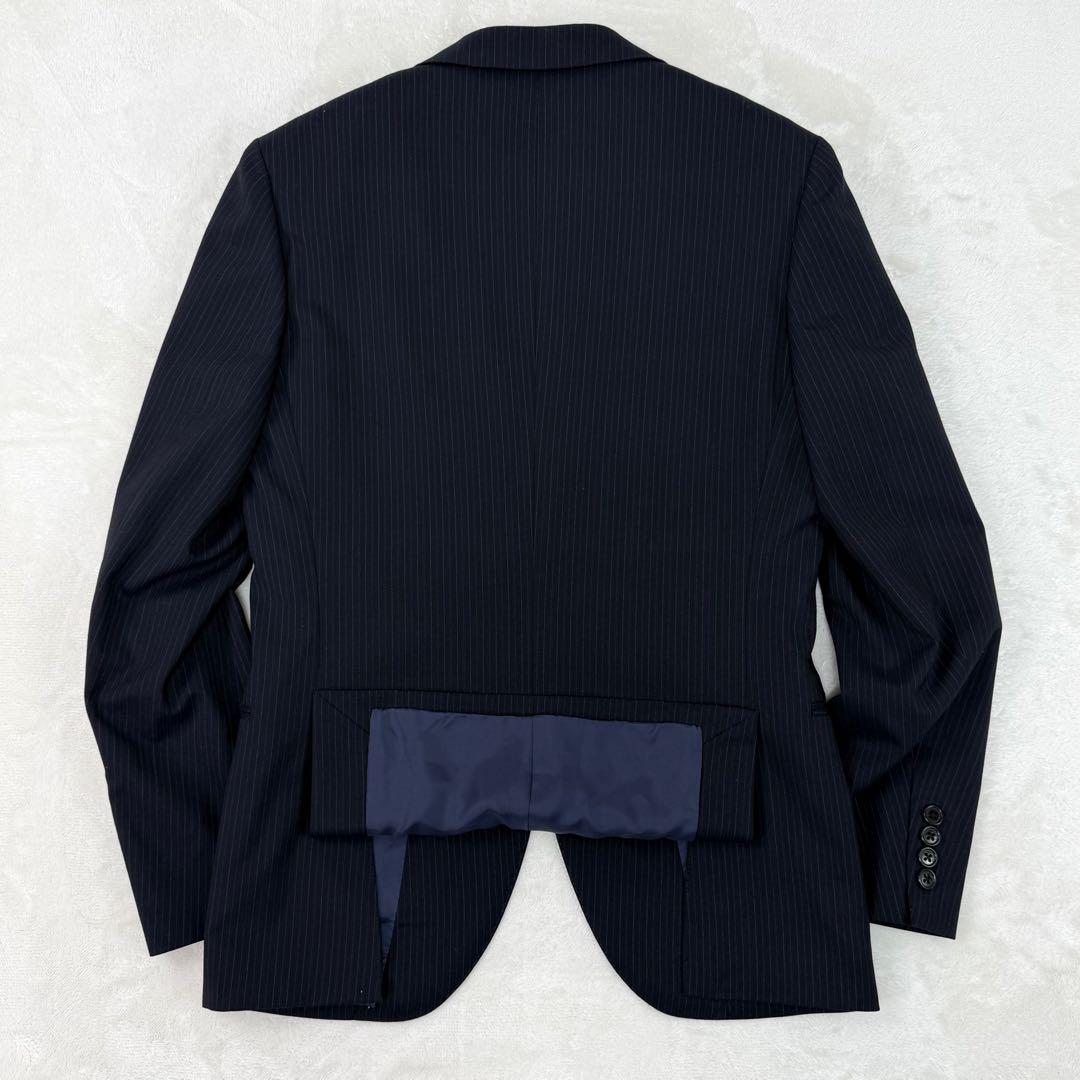 極美品✨ ミッシェルクランオム　46/M　ストライプ セットアップ スーツ　濃紺