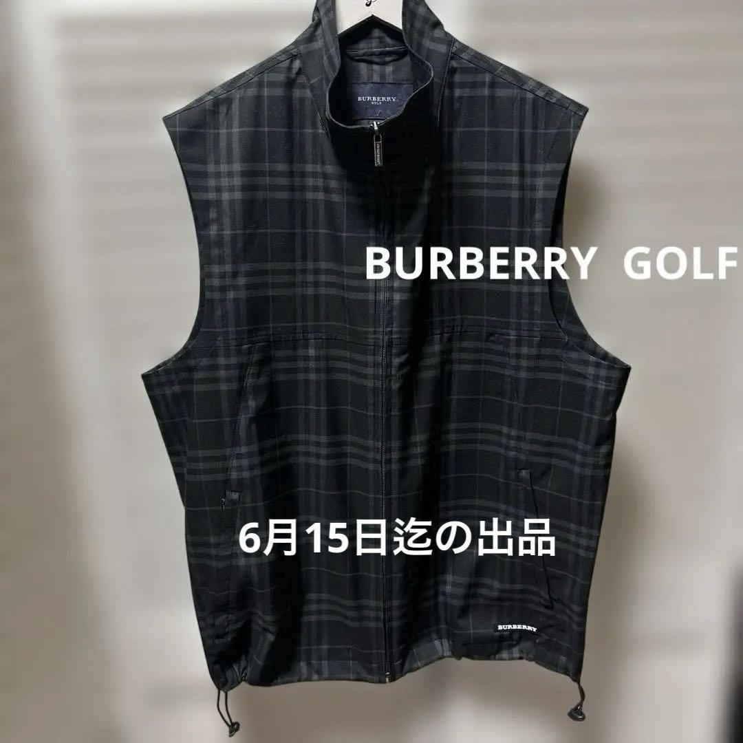 人気新品 BURBERRY GOLF ブラック/グレーのチェック Lサイズ ベスト ジャケット・アウター