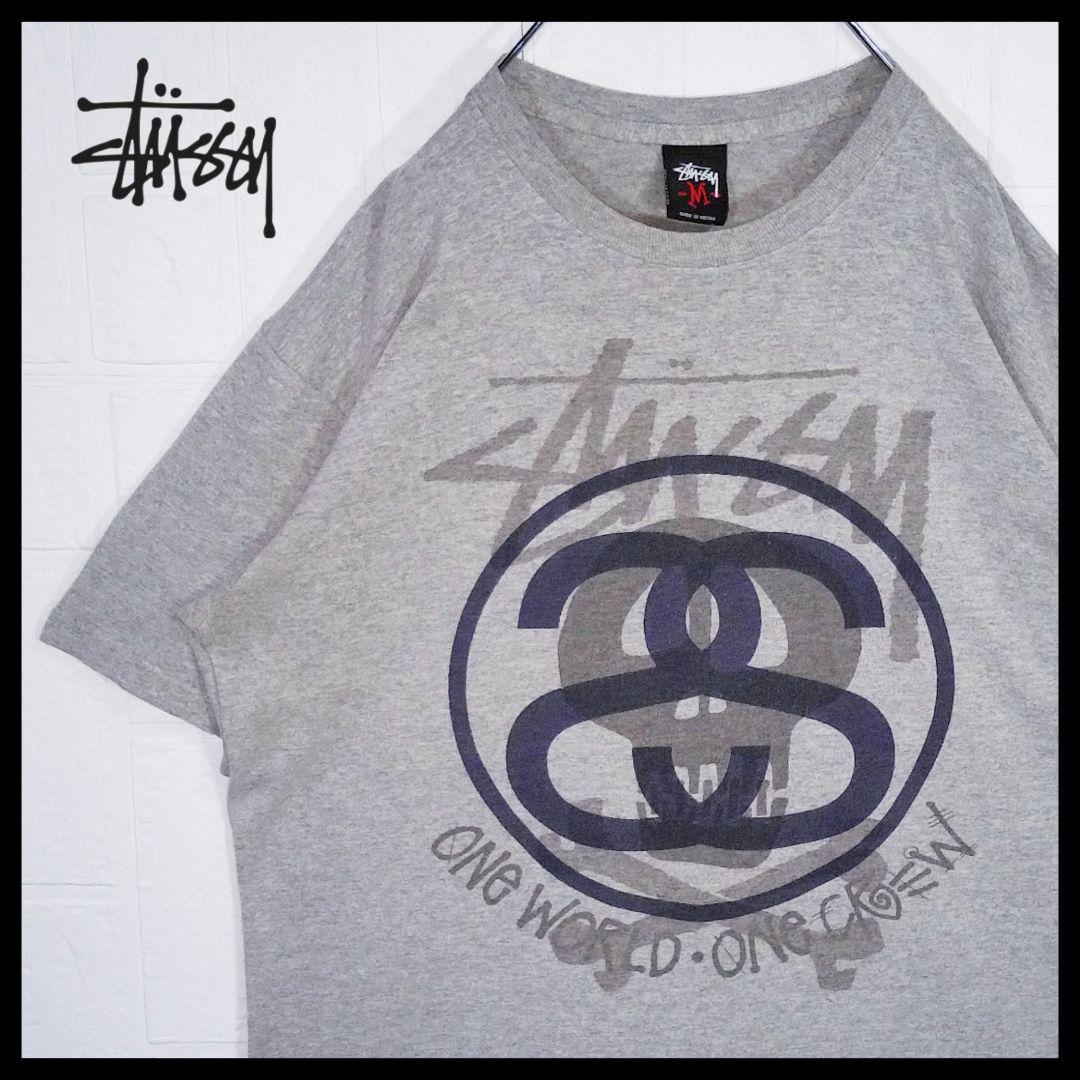 STUSSY SSリンク シャネルロゴ スカル グラフィティ Tシャツ グレー