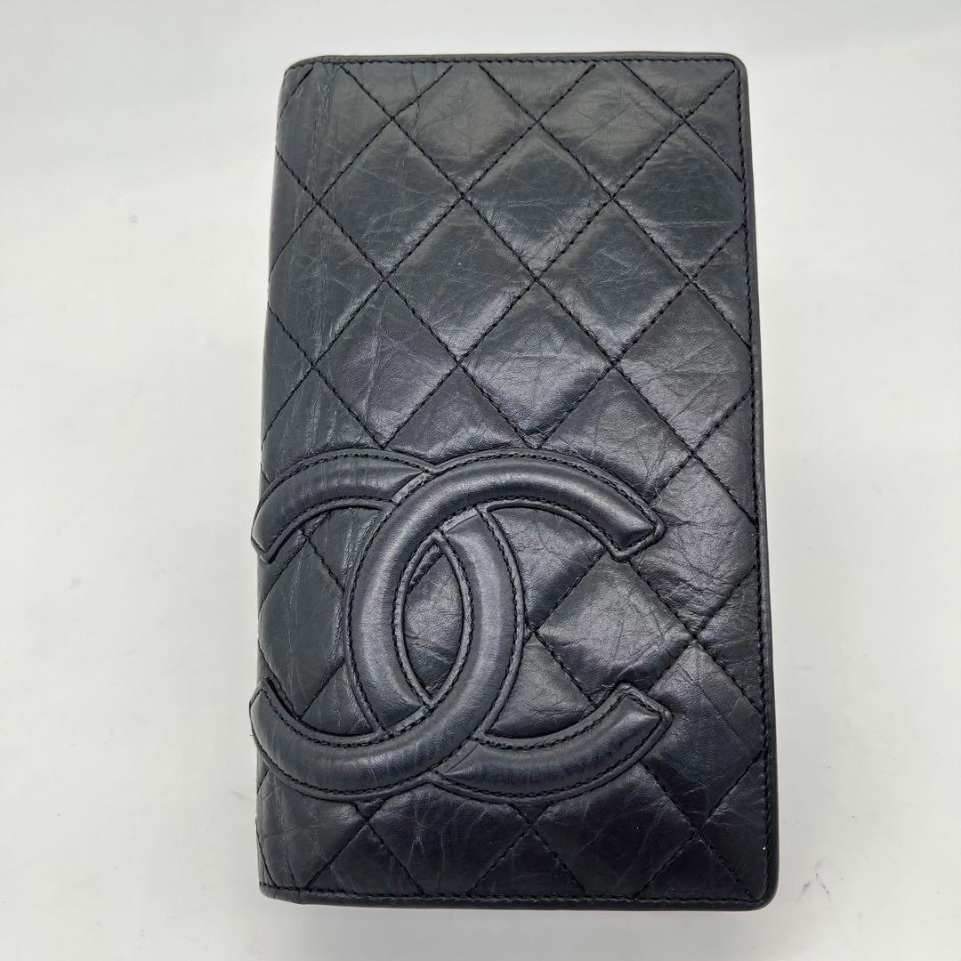 CHANEL 長財布 フラップ カンボンライン ココマーク キルティング 黒