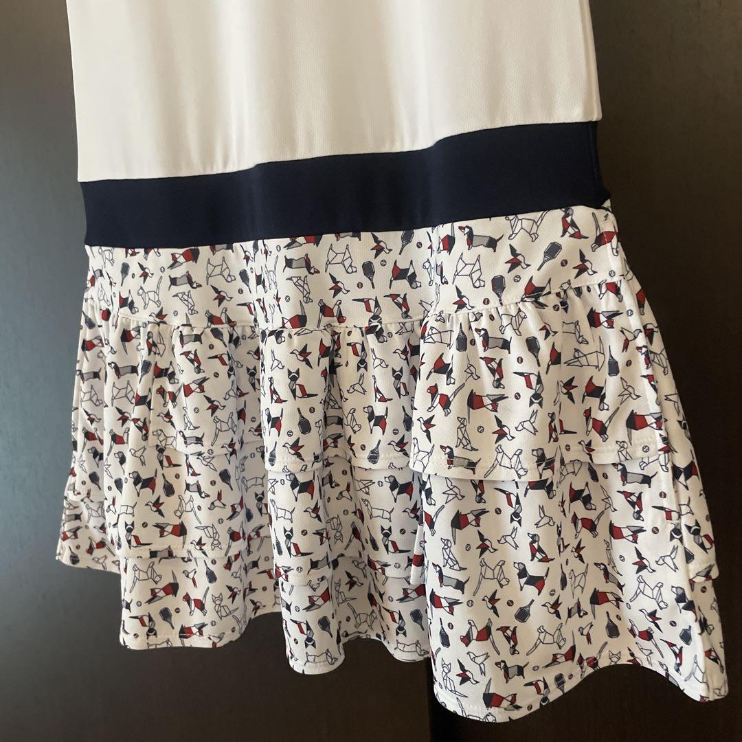 FILA テニス　Vネックフリルワンピース 折紙柄　M ホワイト