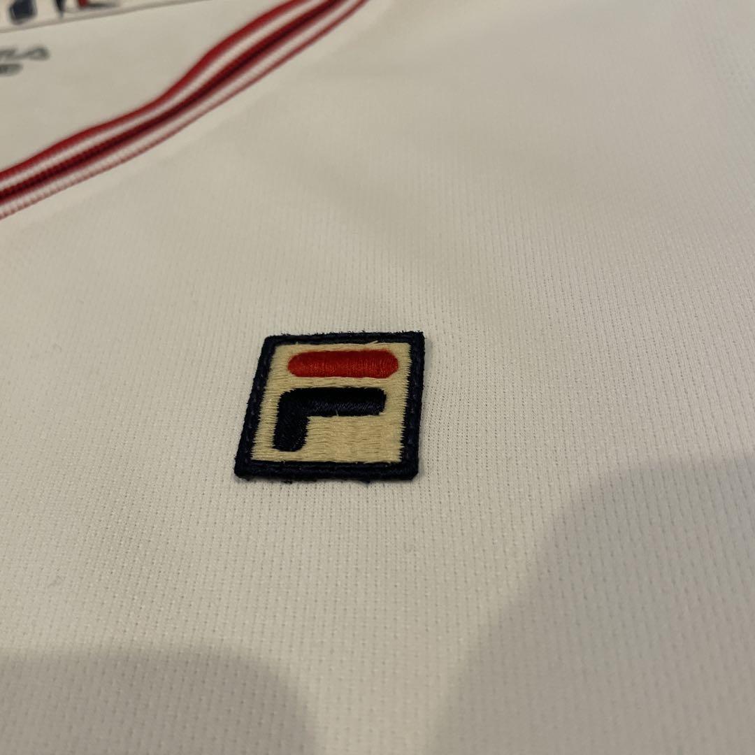 FILA テニス　Vネックフリルワンピース 折紙柄　M ホワイト