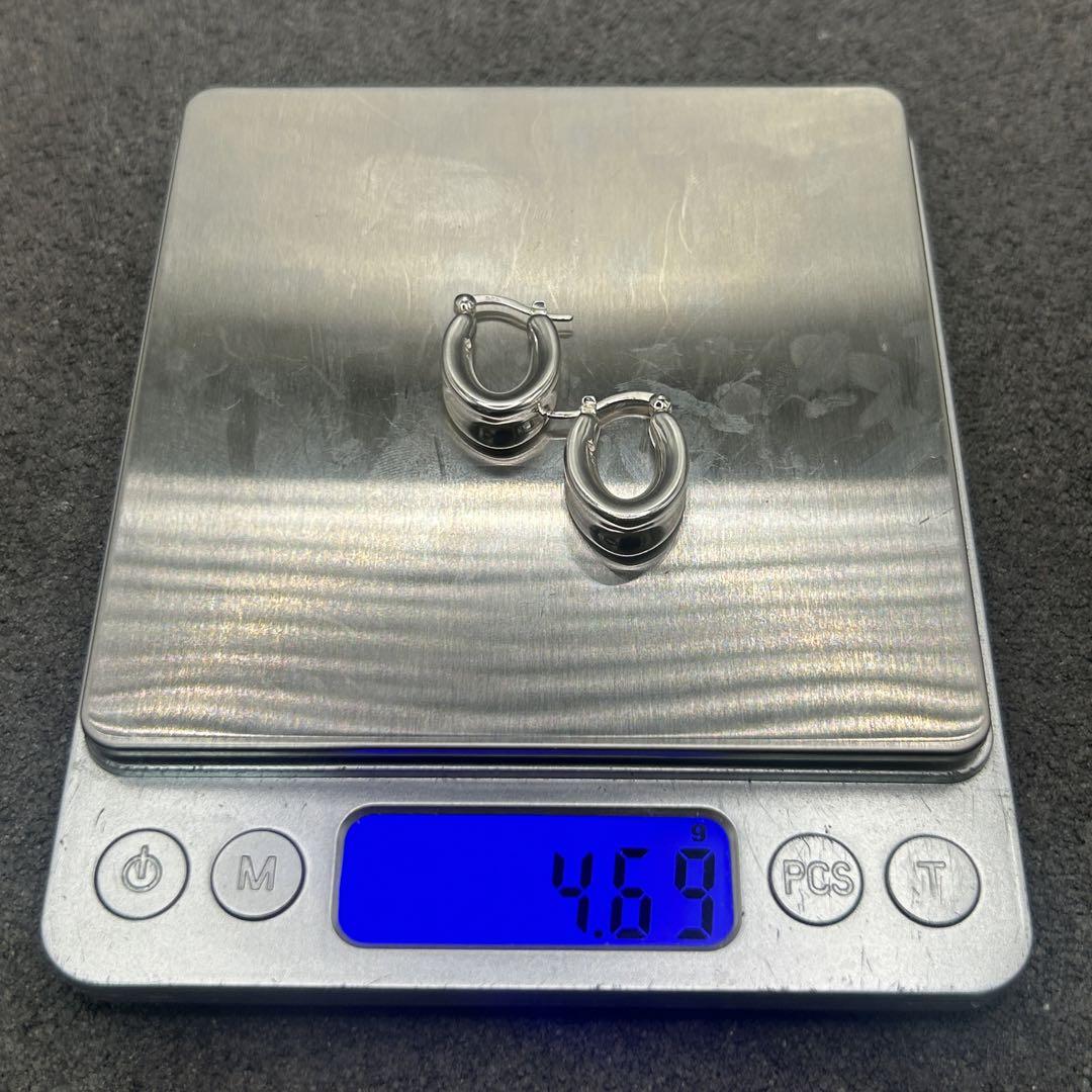 シルバー925 Silver ビッグオーバルフープピアス/軽研磨仕上げ/両耳