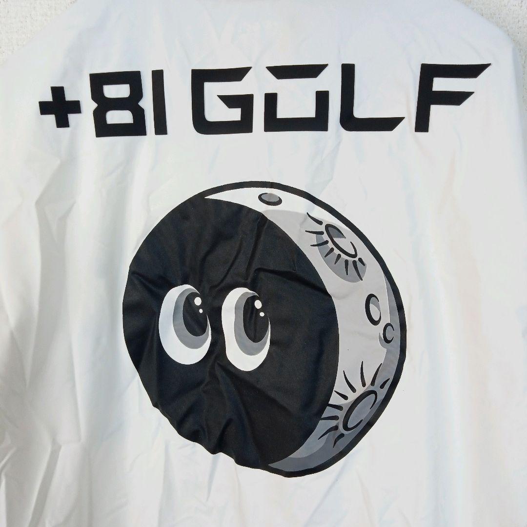 【+81 GOLF】ゴルフウェアトップス S ホワイト グリーン ナイロン ロゴ
