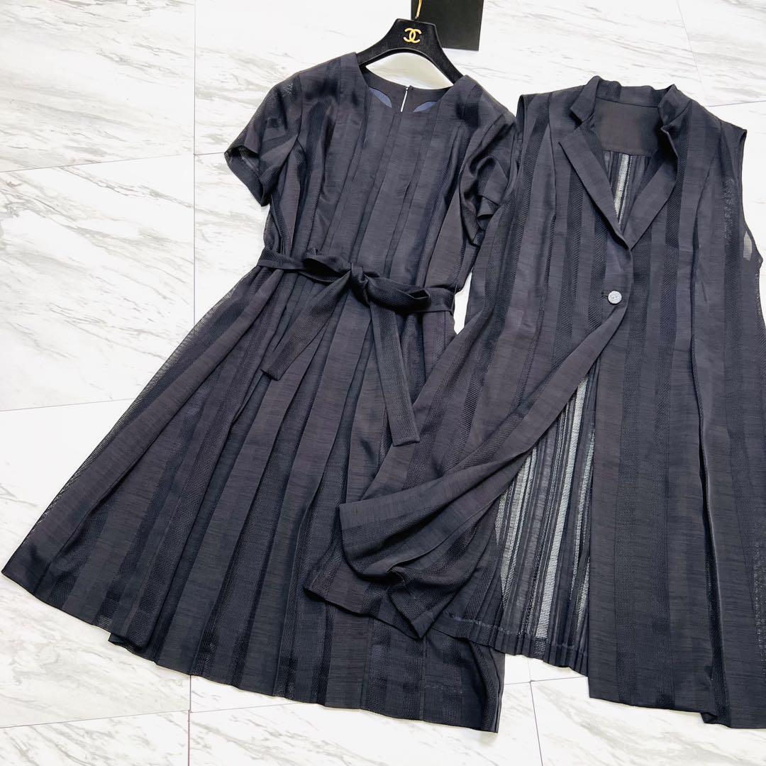極美品 4L相当 ヒロココシノ 2点セット ジレ ロングワンピース 15AB