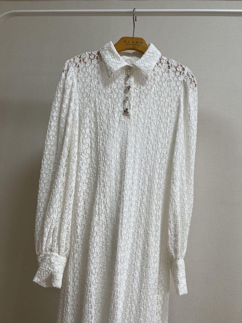 ワンピース acka.shirt detail lace one-piece
