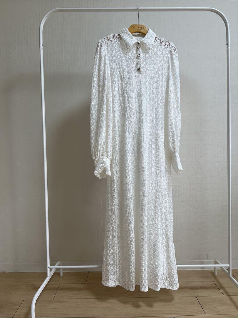 ワンピース acka.shirt detail lace one-piece