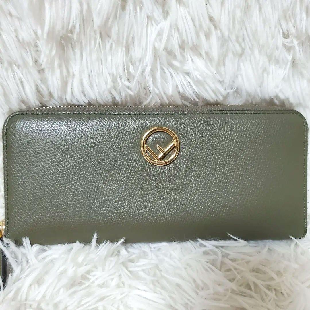 美品 FENDI フェンディ エフイズ 長財布 ラウンドファスナー カーキ 画像2