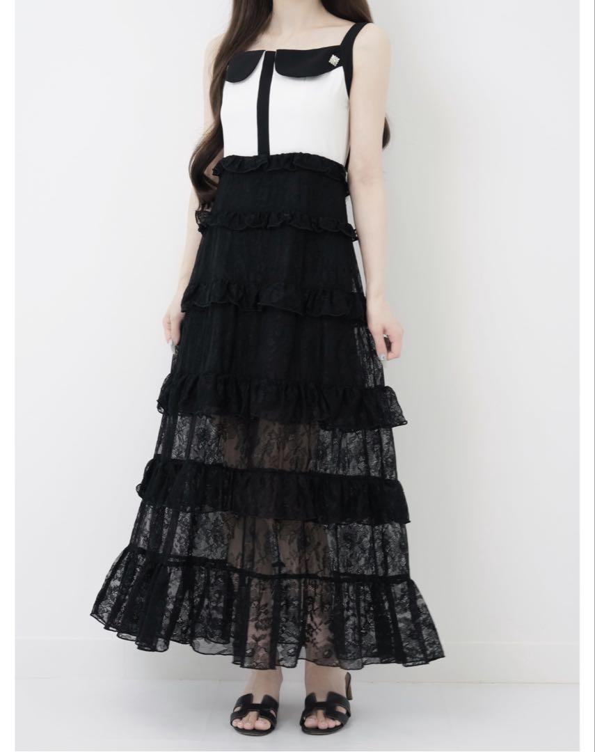 ワンピース Lumignon Bijou collar lace tiered dress