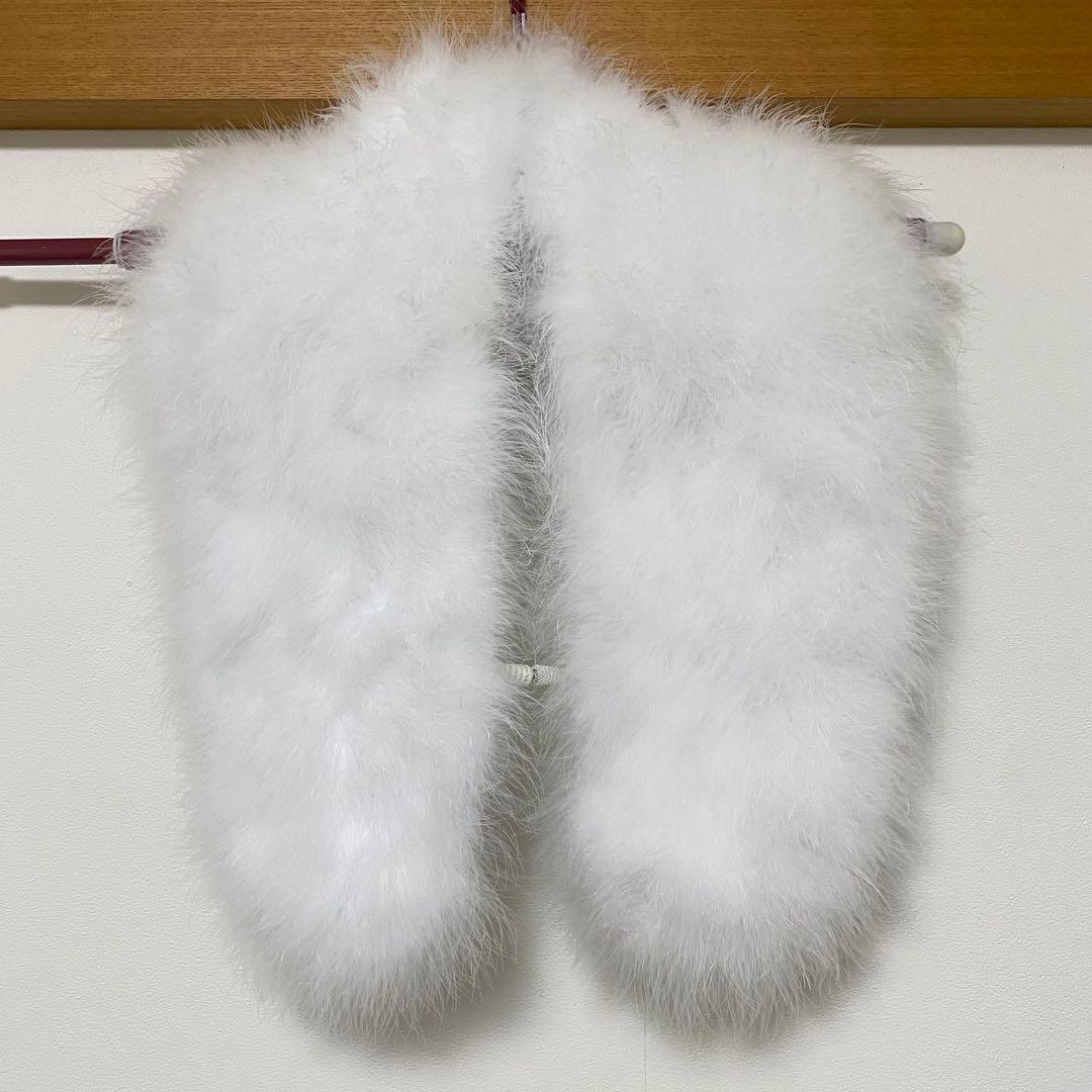 【美品】ホワイトファー 装飾付き ショール 成人式 ジョイフル恵利 着物