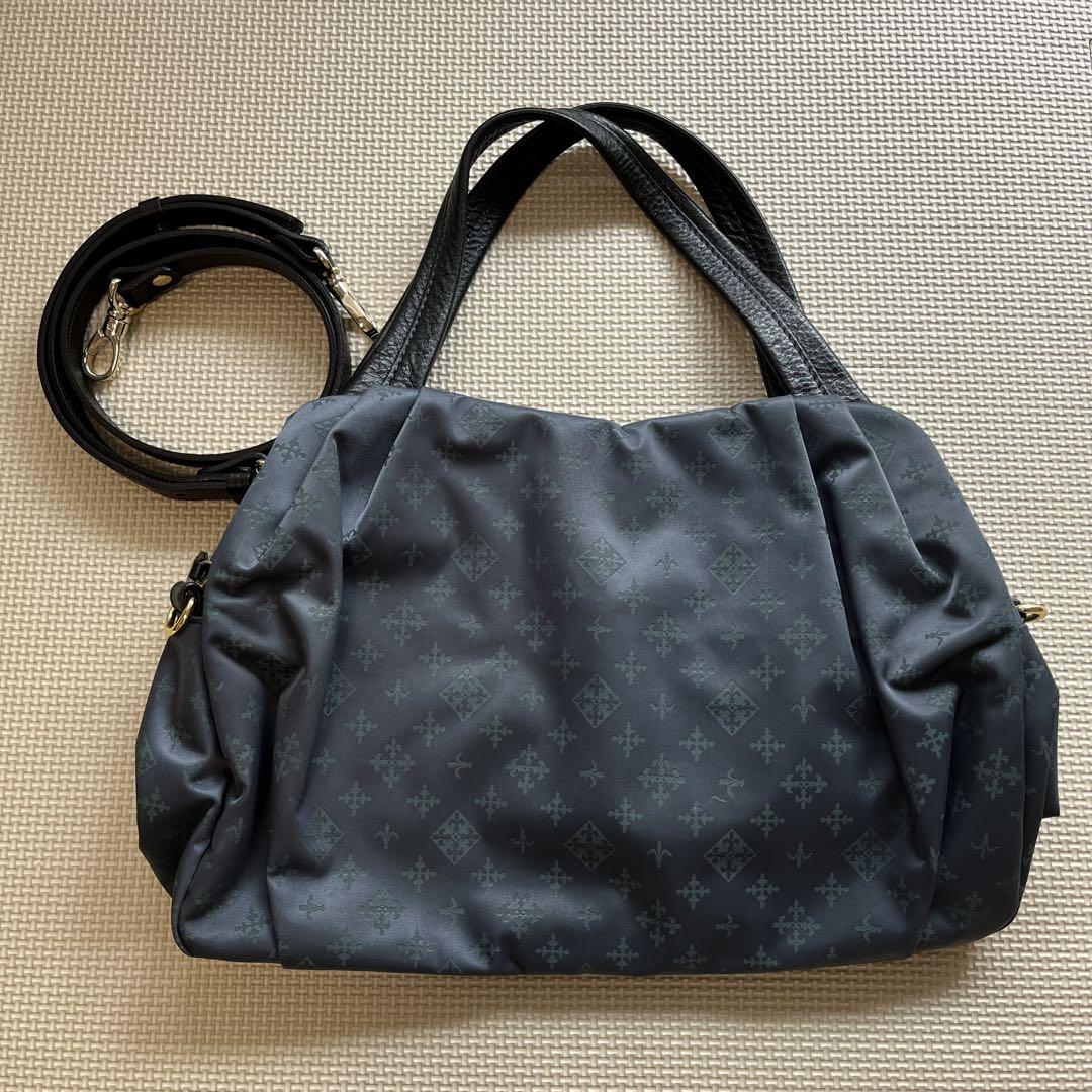 【美品】russet ラシット ハンド&ショルダーバッグ ネイビー